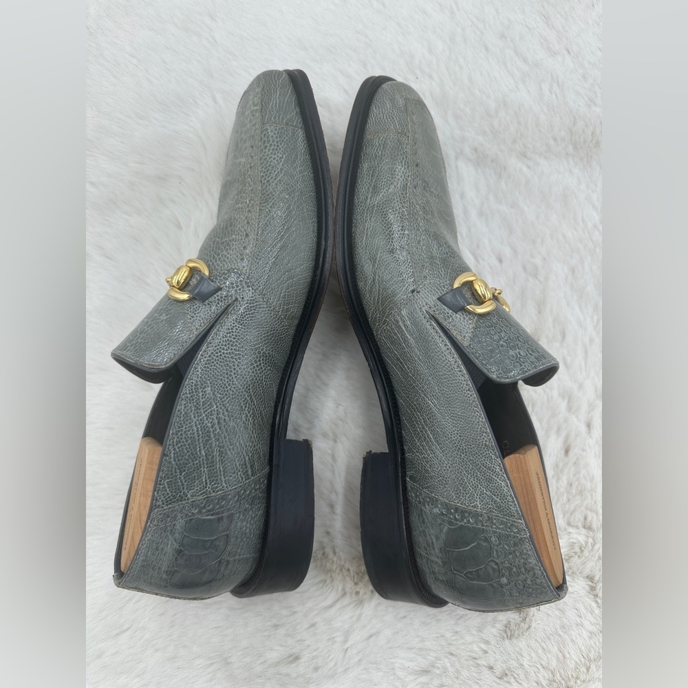 David Eden Ostrich Leg Horse Bit Loafers Men’s Dress shoes 10.5 - Picture 7 of 11